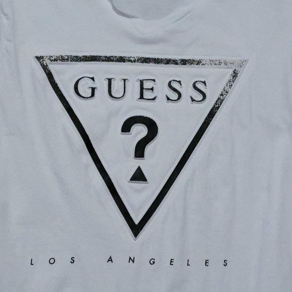 Guess Los Angeles Embossed Distressed Logo Tee Men's Size Medium - Picture 4 of 14